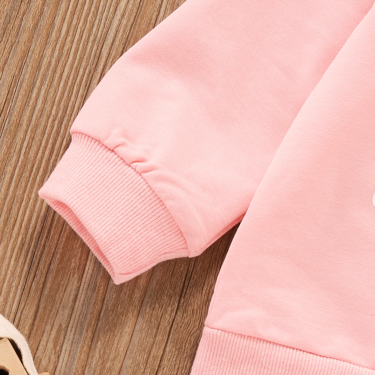 Letter Print Long-sleeve Pink Baby Pullover Top Pink big image 1
