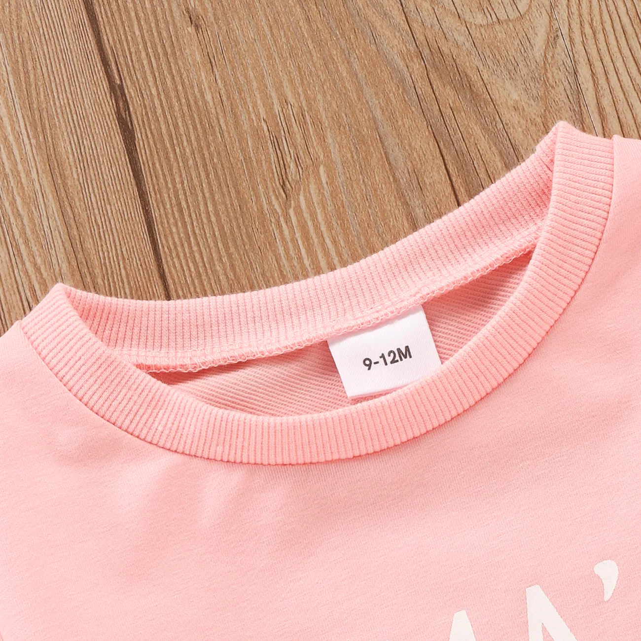 Letter Print Long-sleeve Pink Baby Pullover Top Pink big image 1