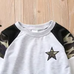 2-piece Toddler Boy 100% Cotton Star Camouflage Print Raglan Sleeve Pullover and Black Pants Set  image 3