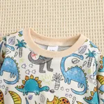 2pcs Baby All Over Dinosaur Print Long-sleeve Pullover and Ripped Jeans Set  image 2