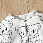 2pcs Baby Boy Allover Koala Print Long-sleeve Button Jumpsuit with Striped Bib Set  image 4
