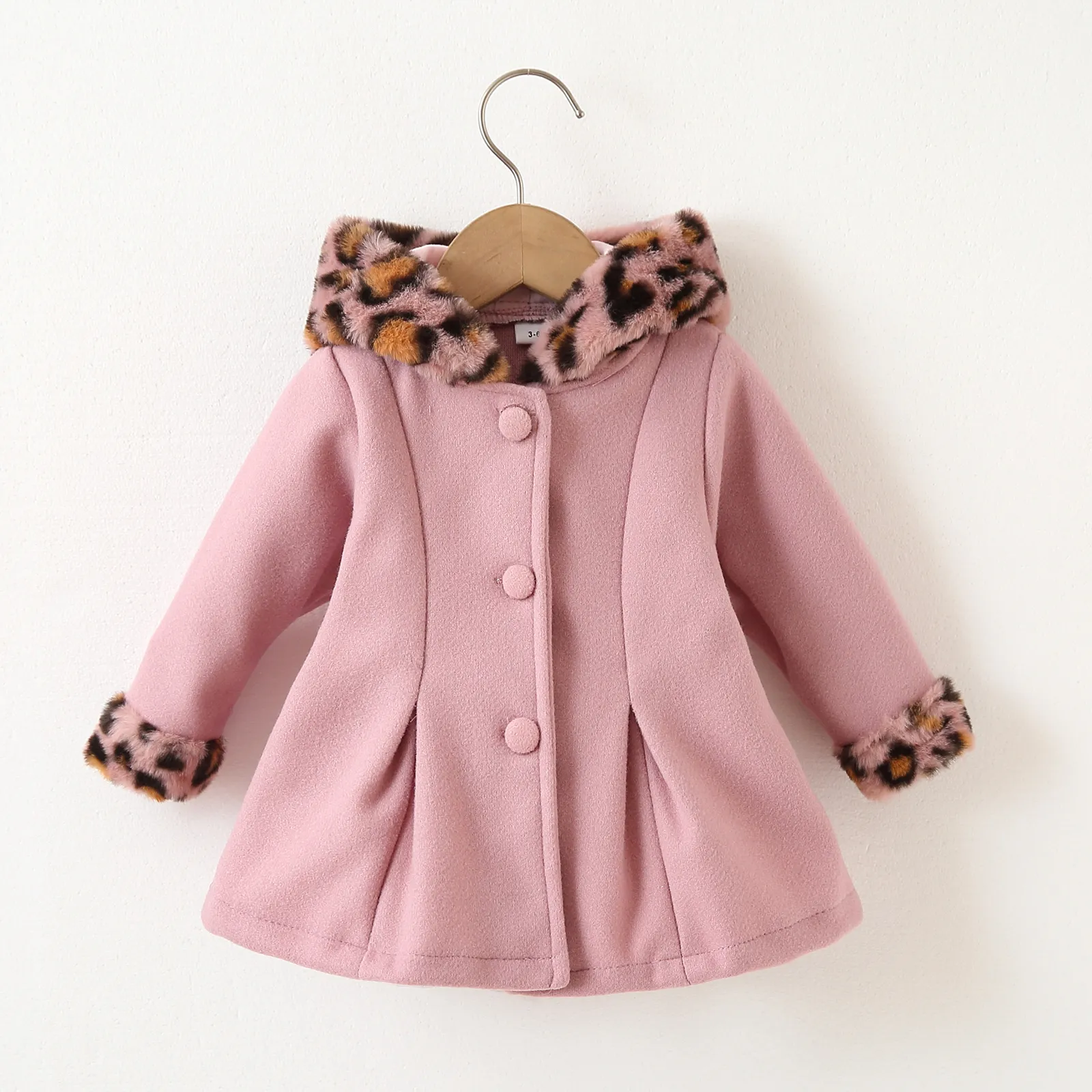 Toddler Girl Sweet Fleece Splice Hooded Red Coat Light Pink