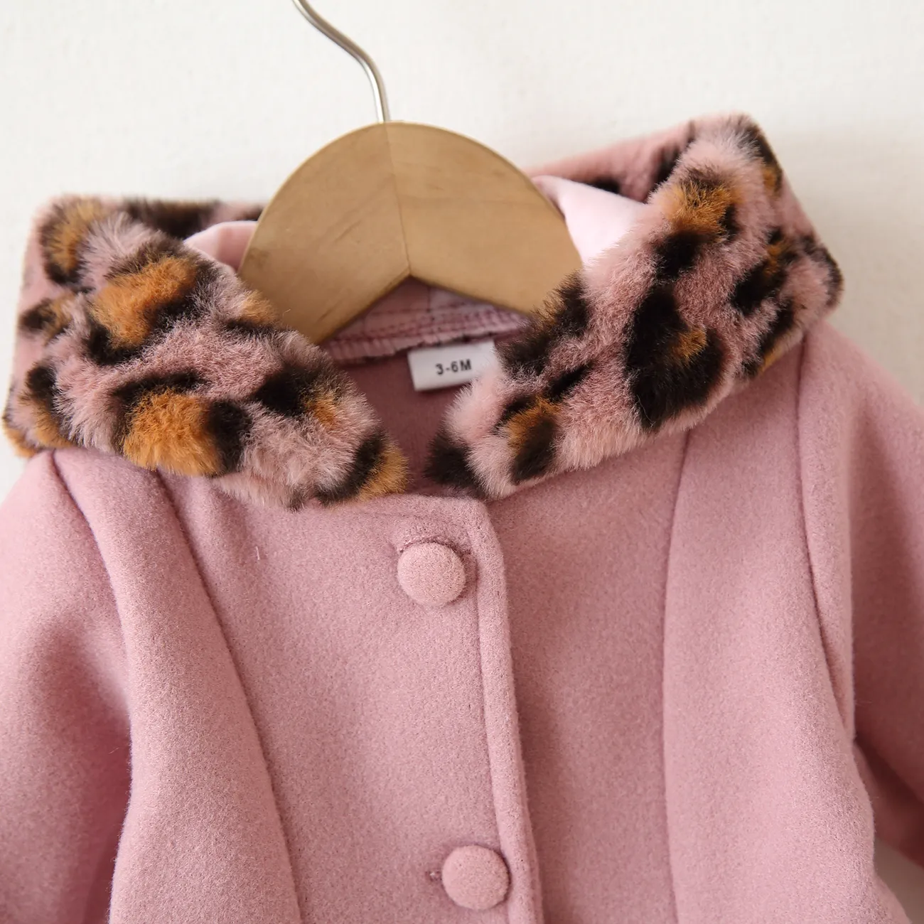 Toddler Girl Sweet Fleece Splice Hooded Red Coat Light Pink big image 1