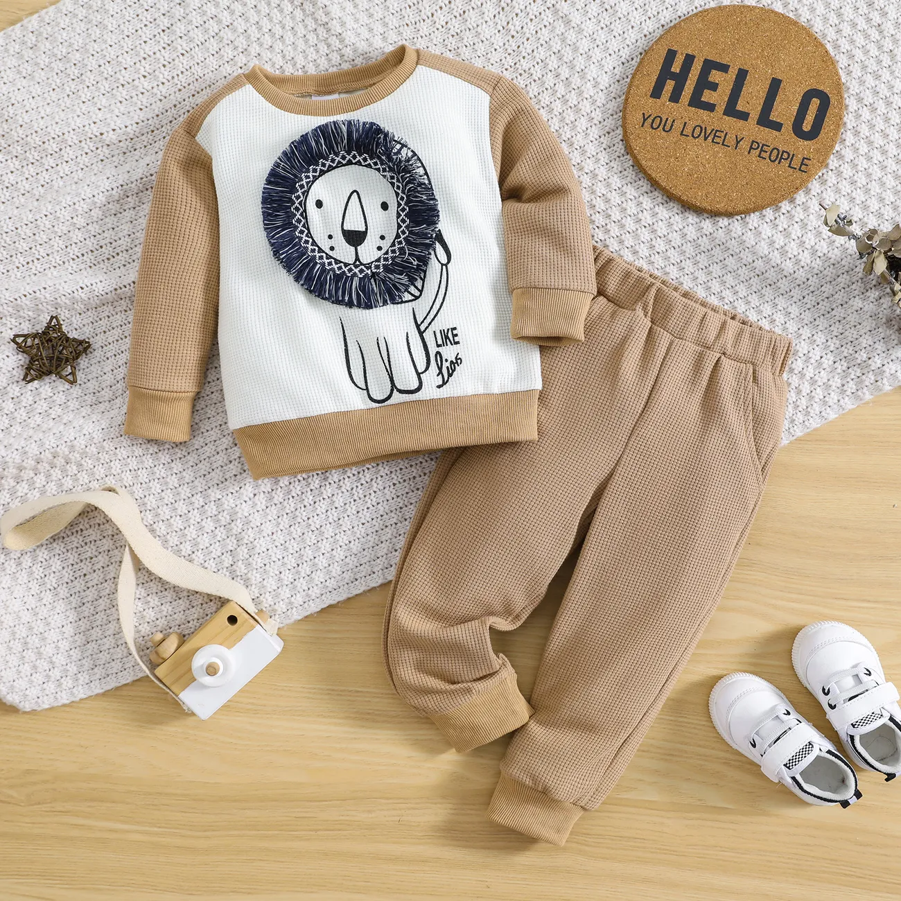 2pcs Toddler Boy 3D Lion Pattern Set big image 1