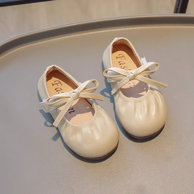  Toddlers & Kids Solid Color Bow Velcro Shoes Beige image 5