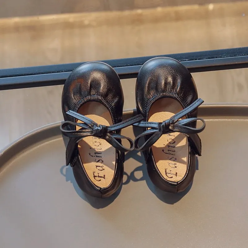  Toddlers & Kids Solid Color Bow Velcro Shoes Black