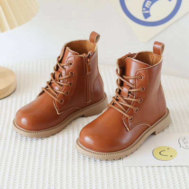 Toddler & Kids Side Zipper Combat Boots Brown big image 1