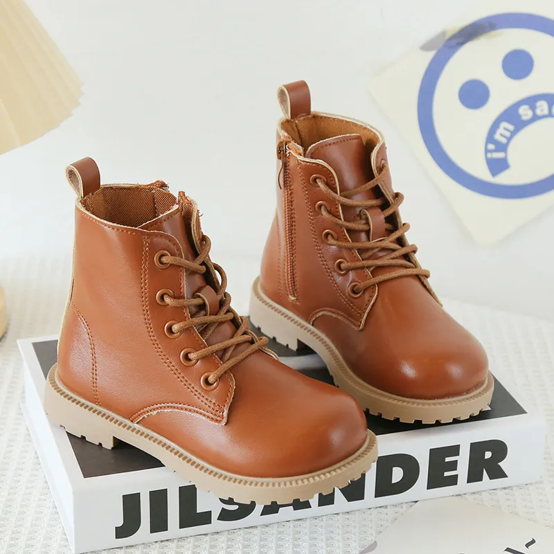 Toddler & Kids Side Zipper Combat Boots Brown image 3