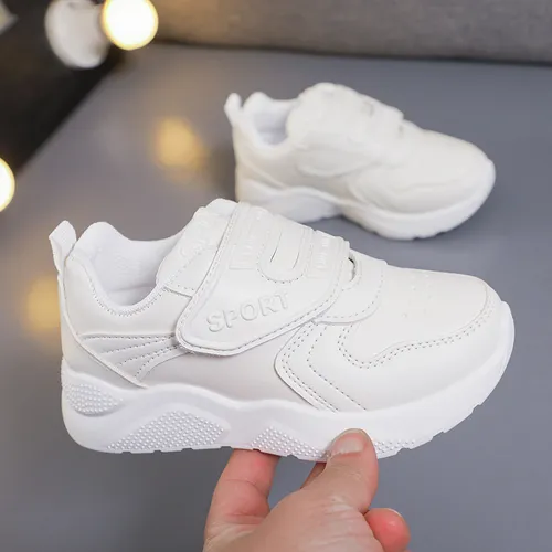 Kids Solid Color Velcro Sports Shoes