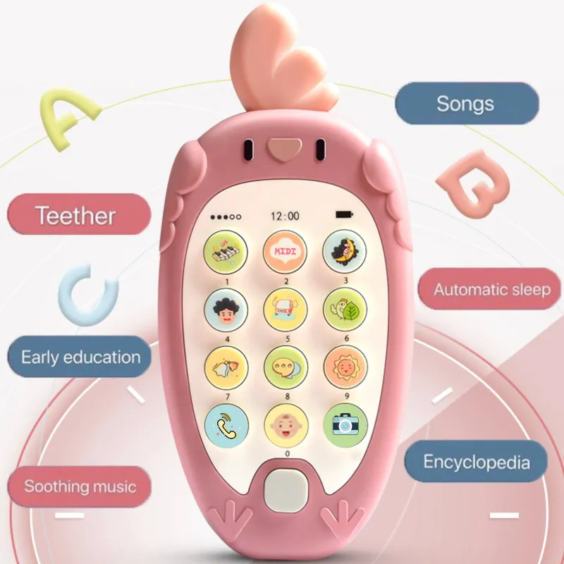 

Cartoon Phone Kid Cellphone Telephone Educational Learning Toys Music Baby Infant Teether Phone Baby Gift Bilingual teaching Toy