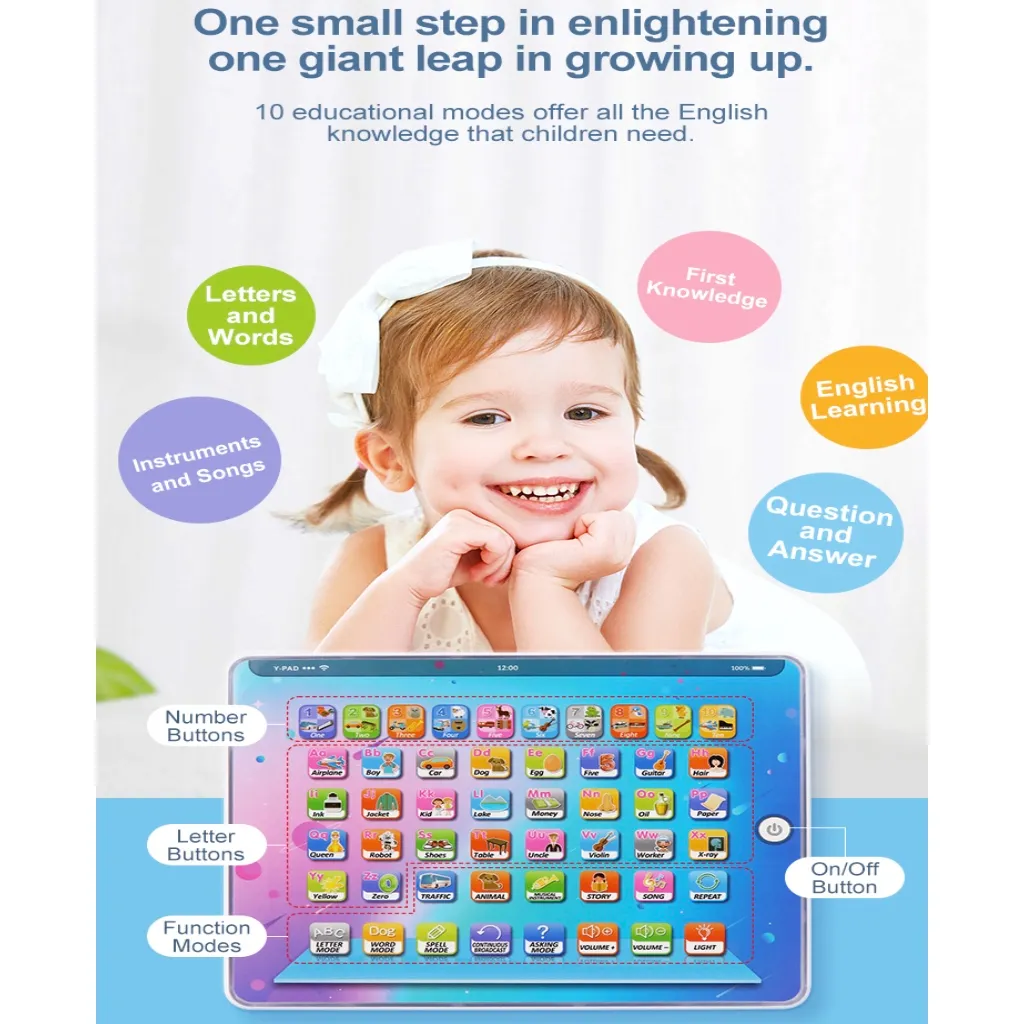 觸摸平板孩子筆記本電腦益智玩具 藍色 big image 1