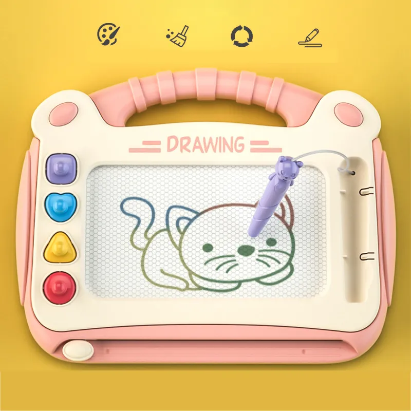 Magnetic Drawing Board Kids Erasable Doodle Board Writing Painting Sketch Pad Educational Learning Toy Pink big image 1