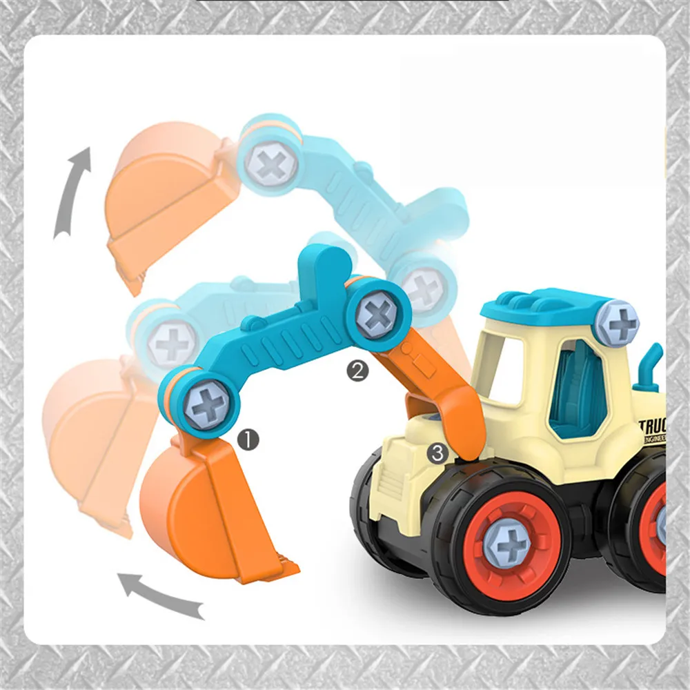 Brinquedos de veículos de engenharia de 4 pacotes para meninos caminhões conjunto de construção de haste de carro conjunto de construção de veículos de engenharia educacional brinquedos de carro Multicolorido big image 1