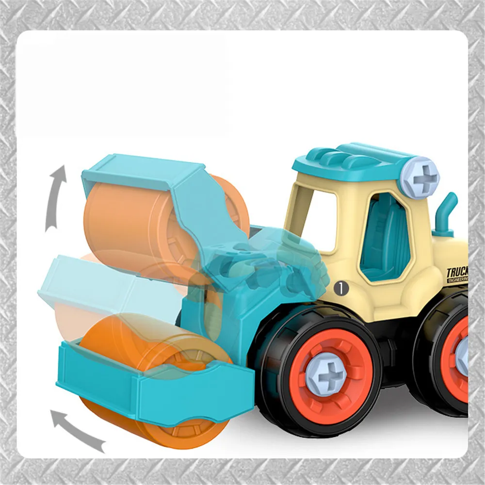 Paquete de 4 vehículos de ingeniería, juguetes para niños, camiones, conjunto de construcción de vástago de coche, vehículo de ingeniería educativa, juguetes de coche Multicolor big image 1