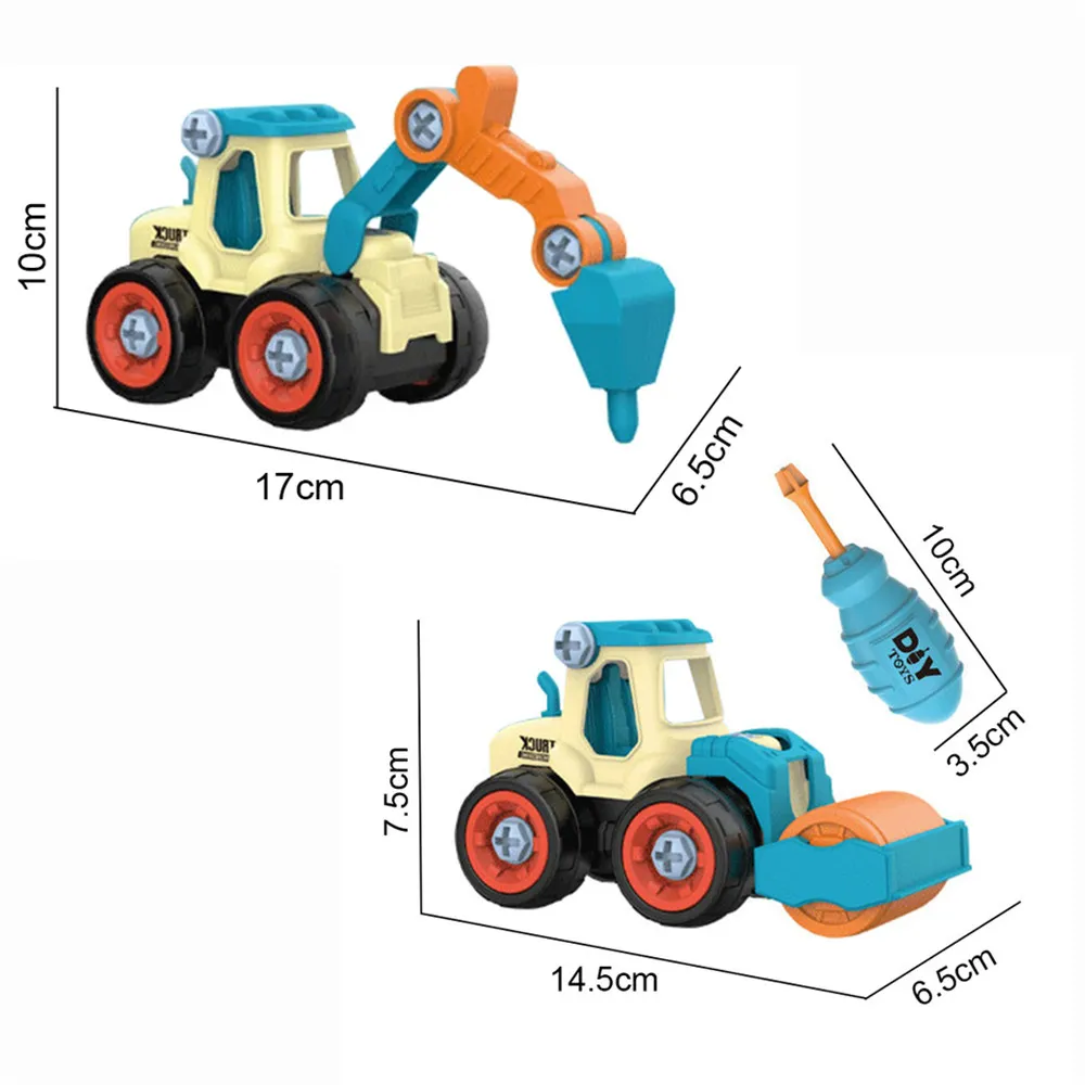 4-pack Engineering Vehicles Toys For Boys Trucks Car Stem Construction Building Set Educational Engineering Vehicle Car Toys big image 5