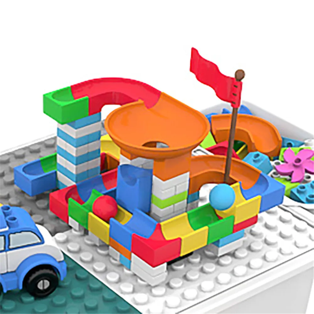 110-pack Marble Race Run DIY Maze Balls Building Blocks Funnel Slide Larger Size Bricks Educational Kids Toys For Children Gift (Random Color) Multi-color big image 1
