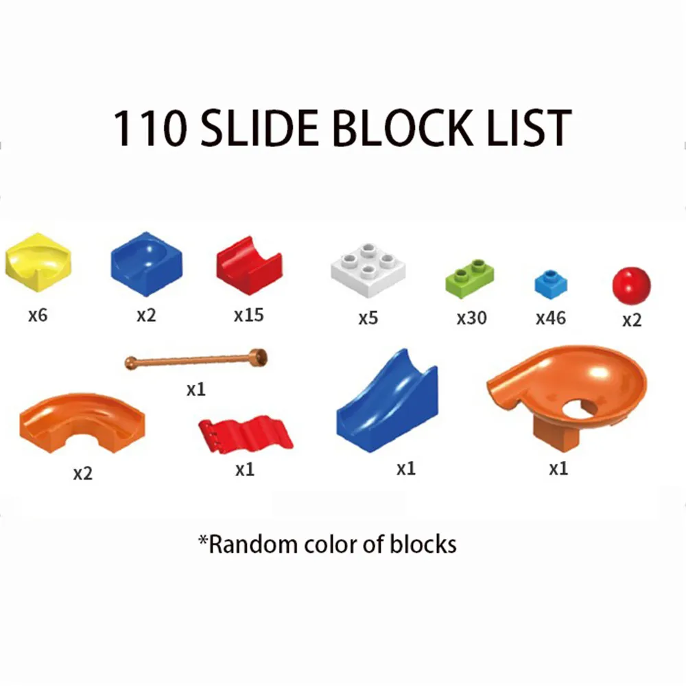 110-pack Marble Race Run DIY Maze Balls Building Blocks Funnel Slide Larger Size Bricks Educational Kids Toys For Children Gift (Random Color) big image 4