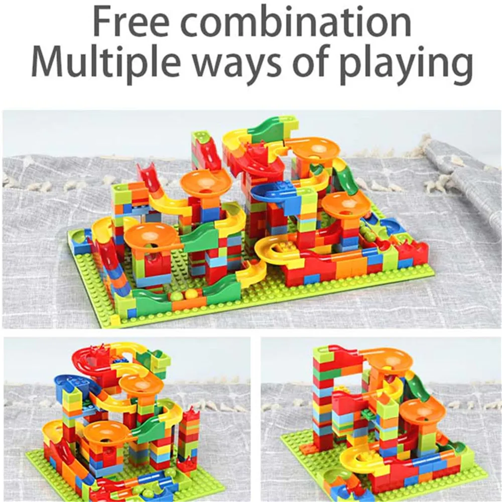 168-pack enfants blocs de construction jouets blocs de piste marbre course course labyrinthe balle piste ensemble assembler glisser briques jouets cadeau coloré big image 1