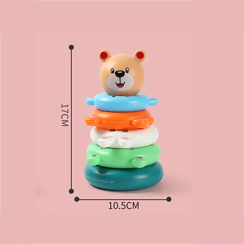 Rainbow Animal Tower Stacking Circle Nesting Circle Toy Kids Early Childhood Education Puzzle Ring Toy Kids Toys  image 3