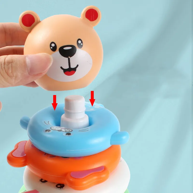 Rainbow Animal Tower Stacking Circle Nesting Circle Toy Kids Early Childhood Education Puzzle Ring Toy Kids Toys  image 4