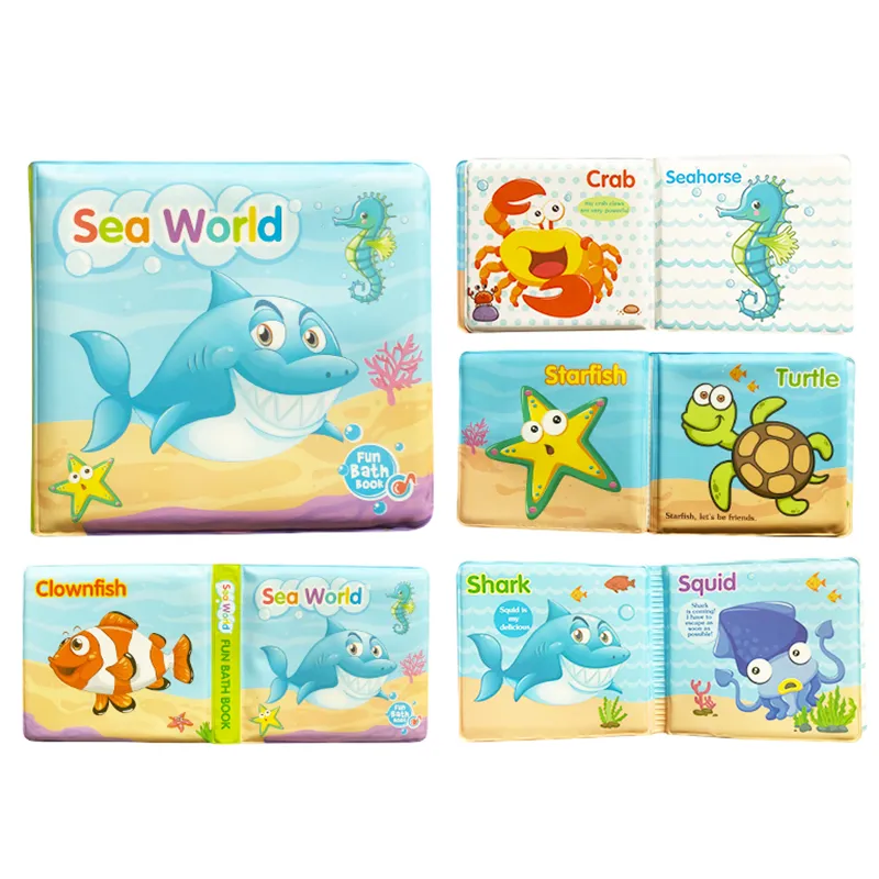 Floating Baby Bath Books Education Toy Baby Bathtime Toy Intelligence Development Floating Cognize Book Bath Toy Blue