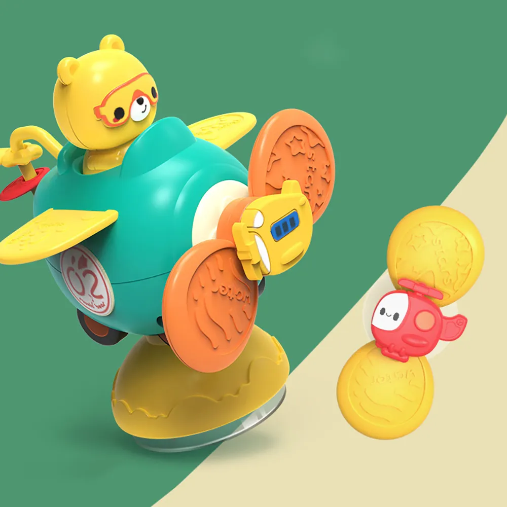 Kids Rotating Suction Cup Detachable Colorful Airplane Fidget Spinner Sensory Toy (One toy with one fan blade, the fan blade and suction cup have random colors)  big image 1