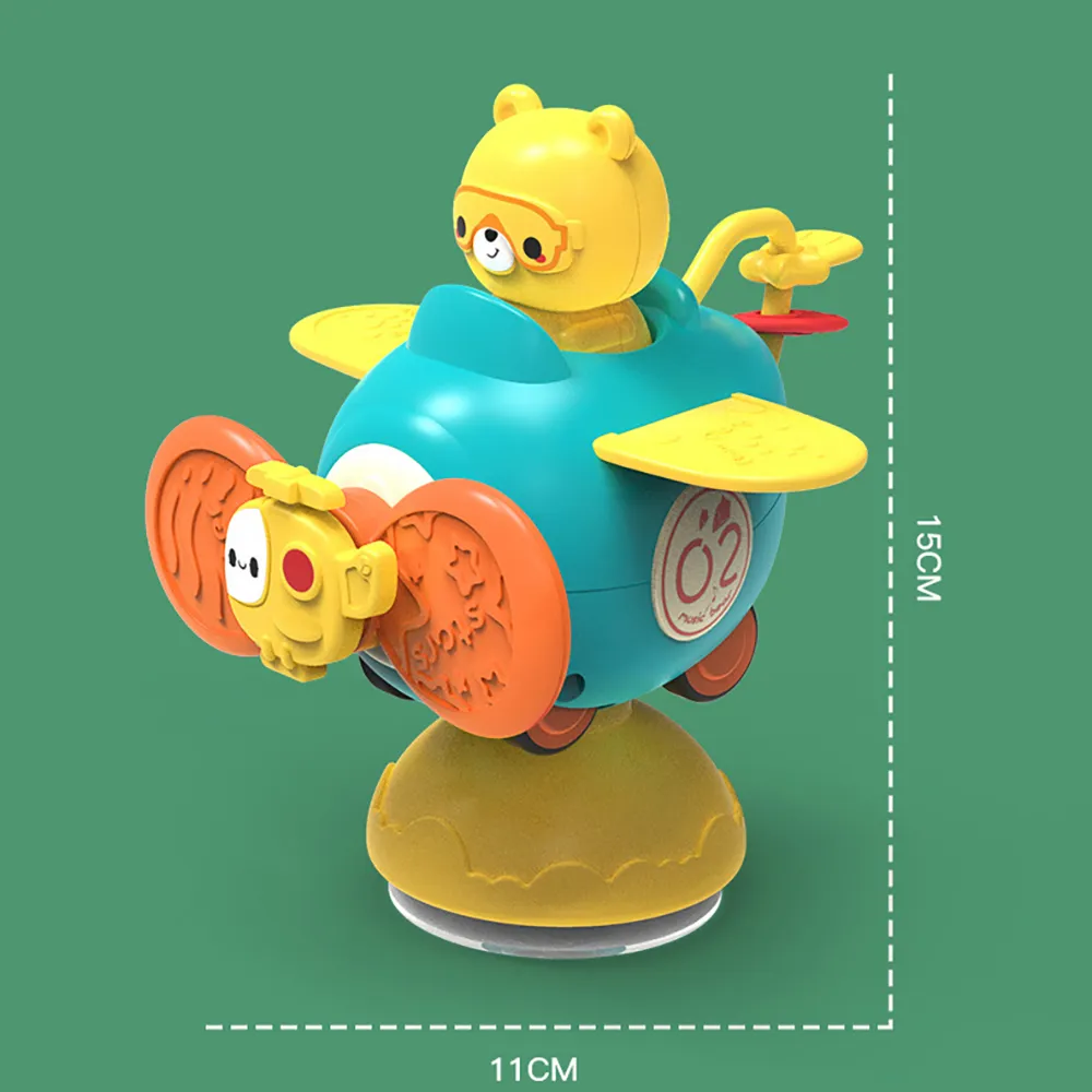 Kids Rotating Suction Cup Detachable Colorful Airplane Fidget Spinner Sensory Toy (One toy with one fan blade, the fan blade and suction cup have random colors)  image 2