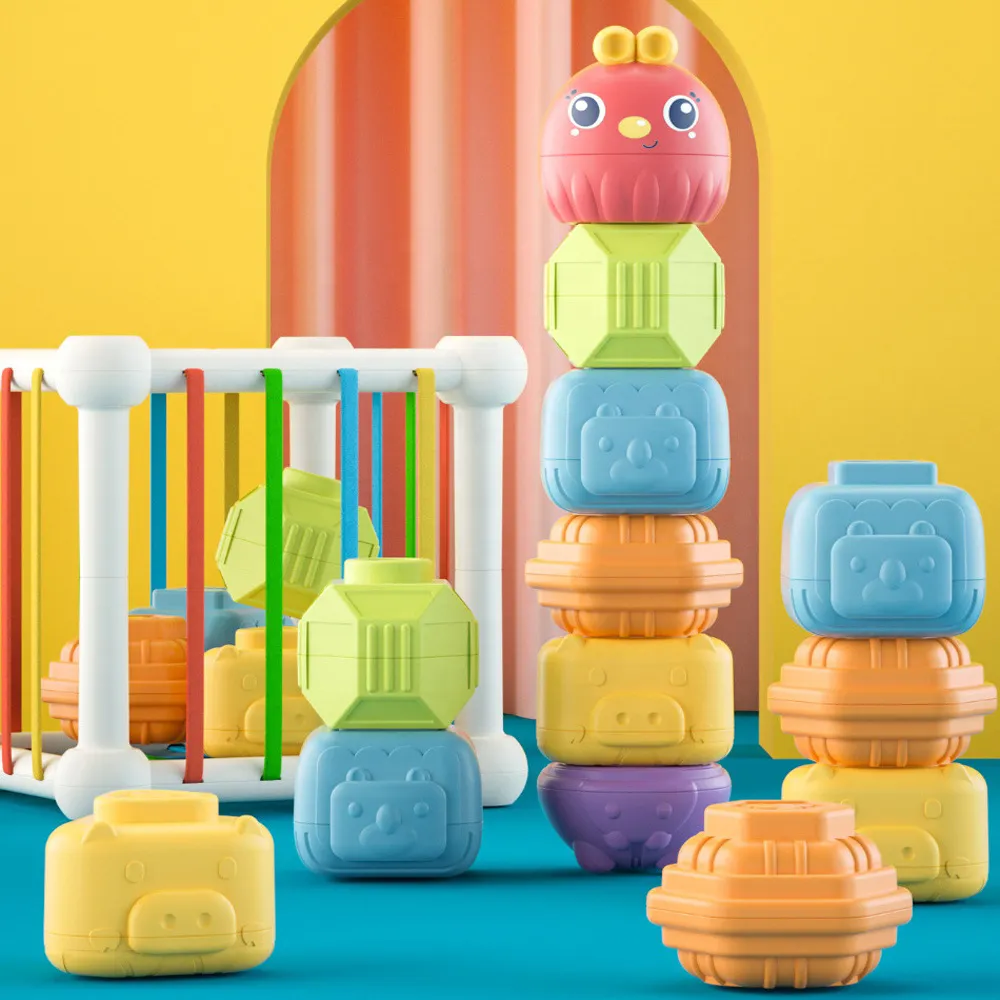 Baby Shape Sorting Toy Montessori Learning Educational Toys Sensory Shape Cube Sorter Toy (Random Color) Multi-color big image 1