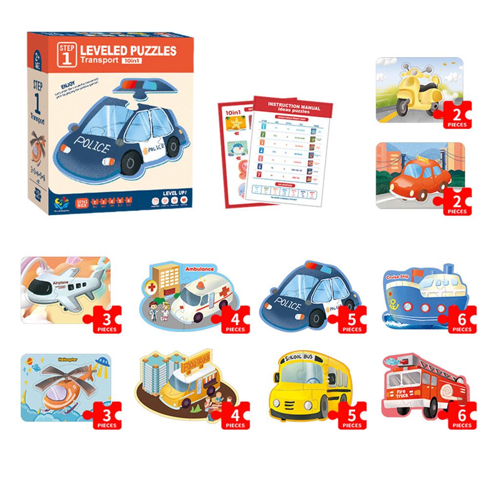 

2-6Pcs Toddlers Leveled Puzzles Preschool Learning Jigsaw Puzzles Sea Animals Vehicles for Ages 1.5-2