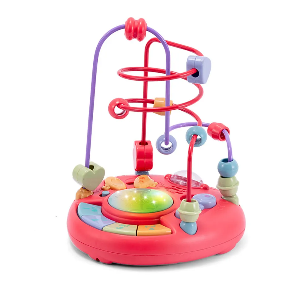 Bead Maze Toys Acoustooptic Toys Maze Circle Around Bead Skill Improvement Toy with Sounds and Drum Color-A big image 1