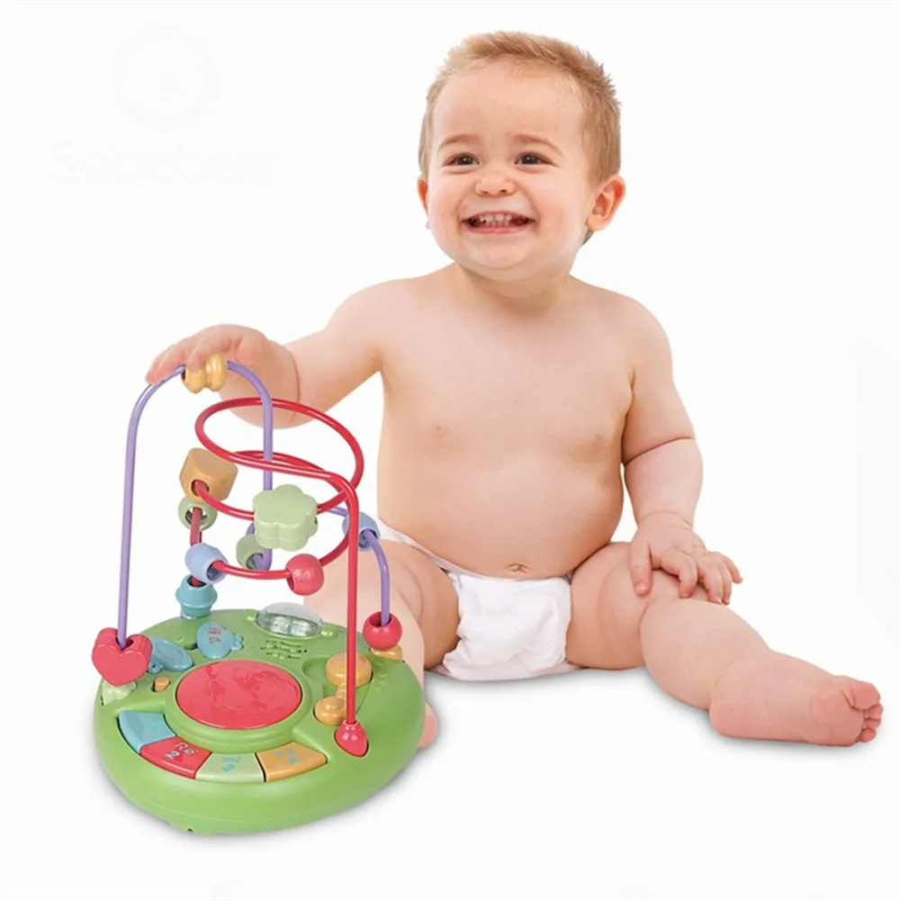 Bead Maze Toys Acoustooptic Toys Maze Circle Around Bead Skill Improvement Toy with Sounds and Drum Color-B