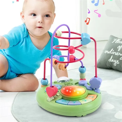 juguetes de laberinto de cuentas juguetes acústicos laberinto círculo alrededor de juguete de mejora de habilidades de cuentas con sonidos y tambor