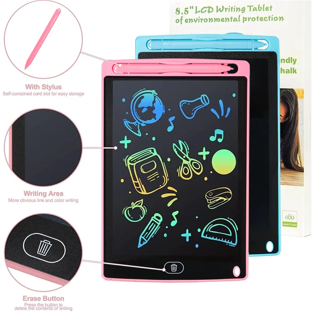 Tablet de desenho lcd de 8,5 polegadas, placa de desenho para crianças, almofada de desenho, ferramentas de pintura, brinquedos para meninos e meninas Cor-A big image 1