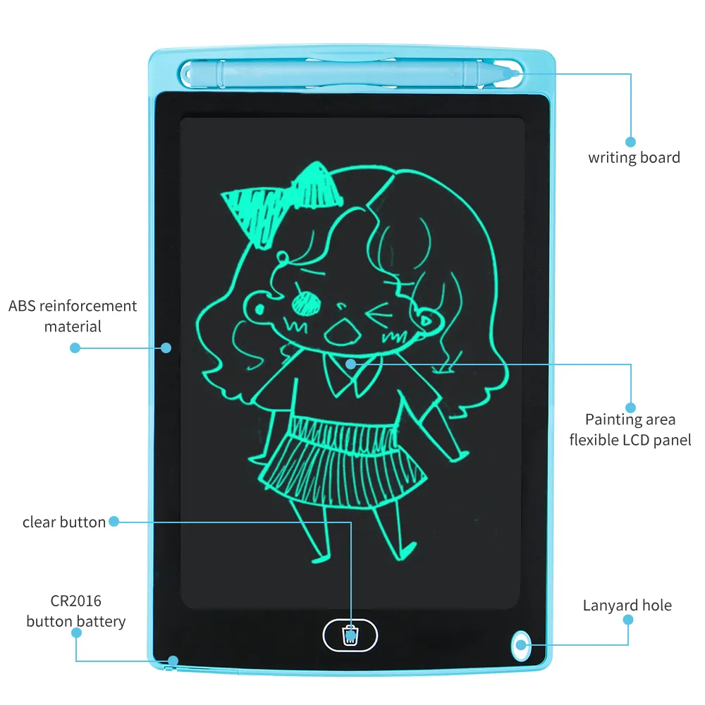 8.5 بوصة LCD الرسم اللوحي أطفال خربش لوحة الرسم أدوات الرسم اللعب للأولاد الفتيات اللون- ب big image 1