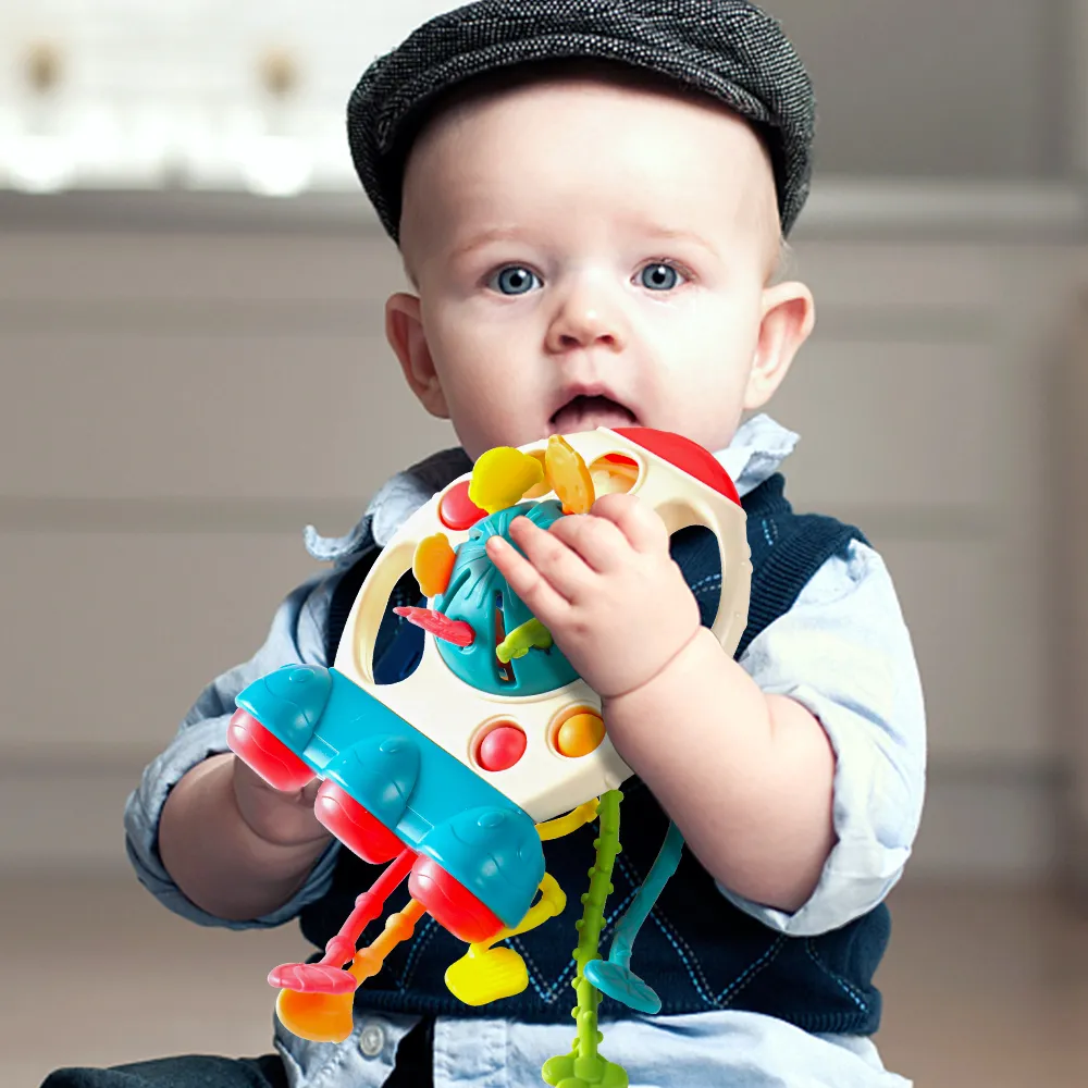 Brinquedos sensoriais para treinamento de silicone para bebês Puxe a corda Atividades Habilidades motoras finas Montessori Brinquedos educativos de aprendizagem (os acessórios são de cores aleatórias)  image 4