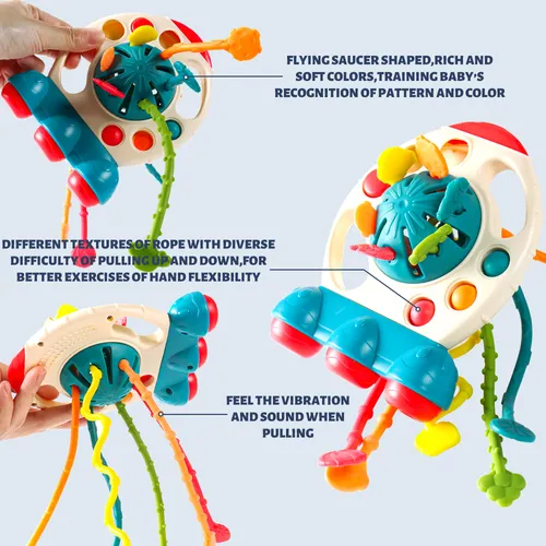 Baby Silicone Training Finger Sensory Toys Pull String Activity Fine Motor Skills Montessori Learning Educational Toys (Accessories are random in color)