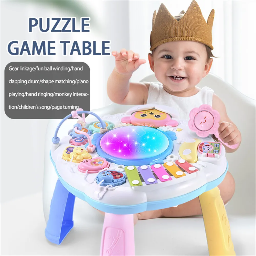 Kids Infants Musical Instrument Learning Table Early Educational Study Activity Center Music Board Game Color-A big image 1