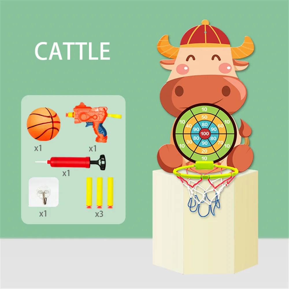 2-in-1 Kids Basketball Board Target Toys Shooting Basket Game Punch-free Foldable Basketball Board Color-A big image 1