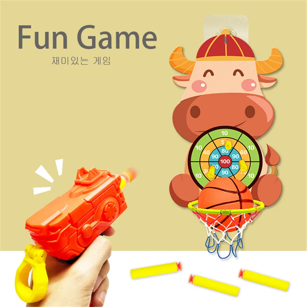 2-in-1 Kids Basketball Board Target Toys Shooting Basket Game Punch-free Foldable Basketball Board Color-A image 2