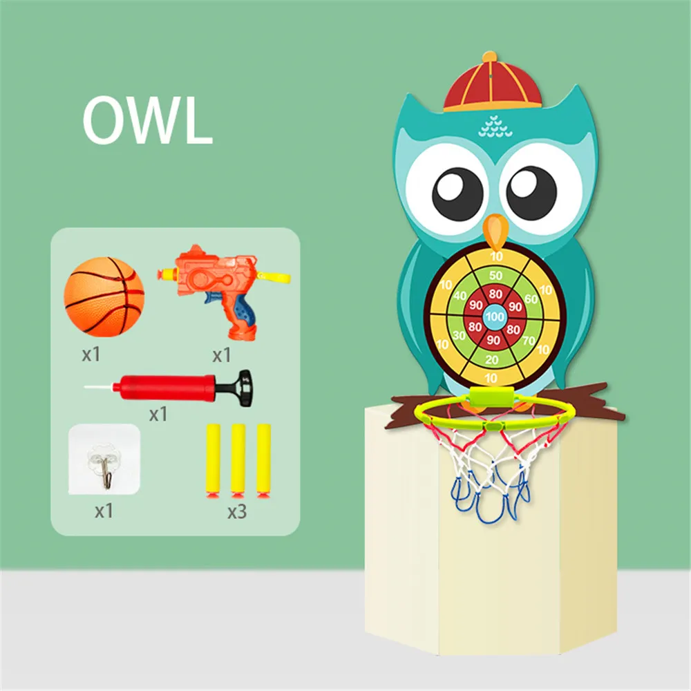 2-in-1 Kids Basketball Board Target Toys Shooting Basket Game Punch-free Foldable Basketball Board Color-B