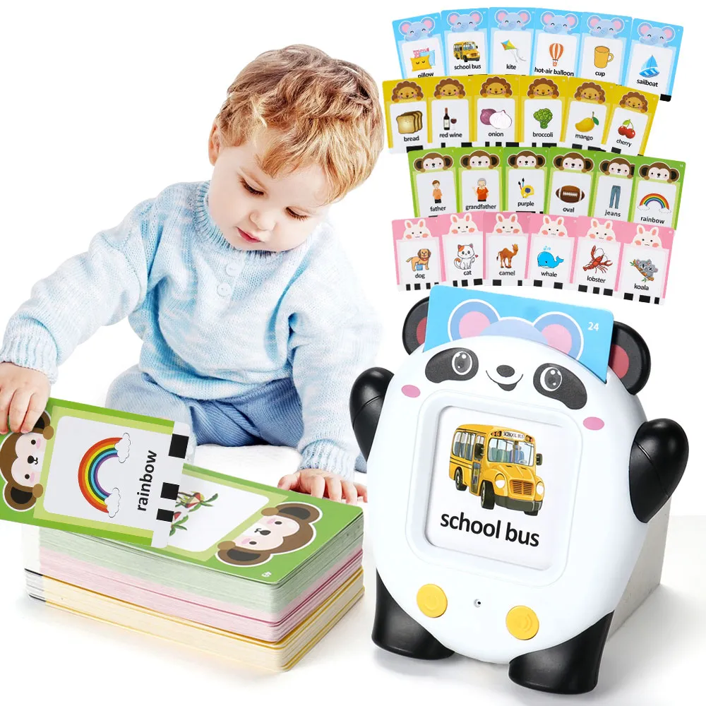 Cartes flash parlantes jouets d'apprentissage enfance éducation précoce intelligente lecture de carte audio apprentissage anglais machine avec 224 mots pour l'âge de 2 à 6 ans Noir/ Blanc big image 1