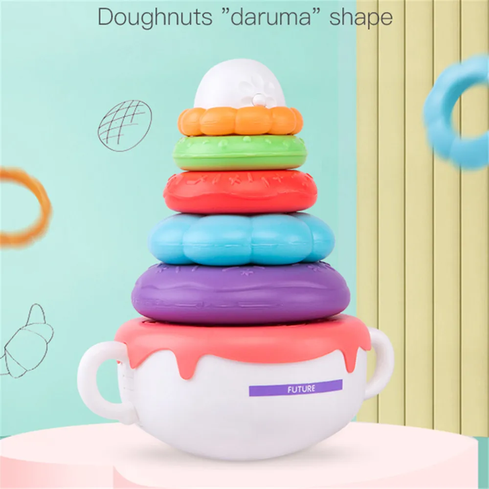Baby Development Toys Weeble Wobble Tummy Time Toys, Doughnut Tumbler Wobbler Toys for Infant Boy Girl Gifts big image 4