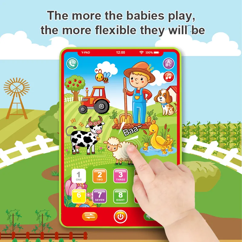  Kids English Language Learning Book, Multifunction Toy Farm Animal Reading Machine Music Story Tablet Early Education Children Toys  big image 4