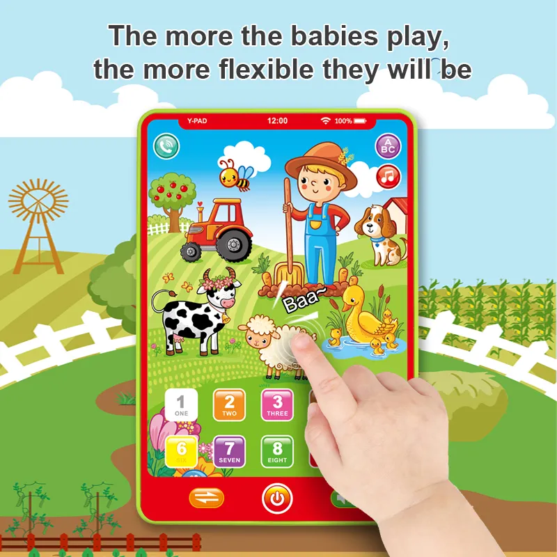 Kids English Language Learning Book, Multifunction Toy Farm Animal Reading Machine Music Story Tablet Early Education Children Toys big image 4