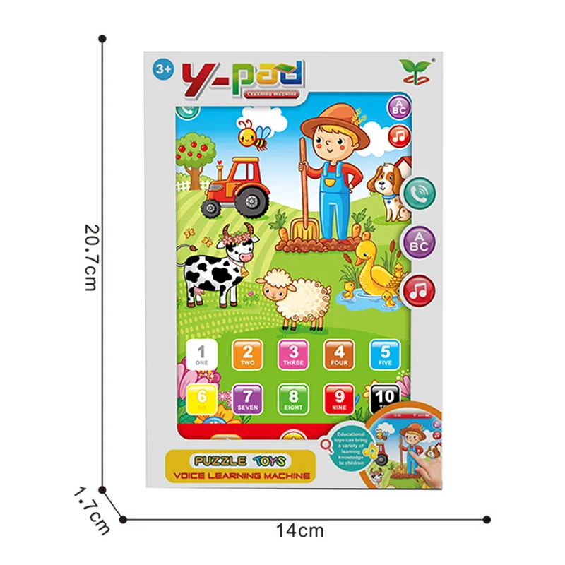 Kids English Language Learning Book, Multifunction Toy Farm Animal Reading Machine Music Story Tablet Early Education Children Toys big image 9