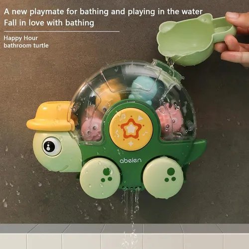 Baby's Bathtub Spray Turtle Rotating Water Wheel Toy Set