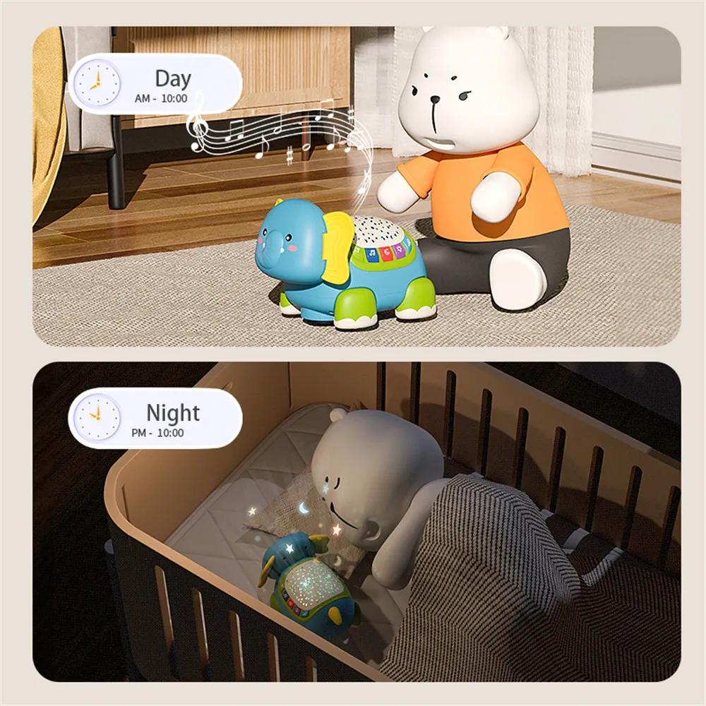 Musical Crawling Baby Toys Boy Girl Gift, Light Up Elephant Infant Tummy Time Toys con musica Light Early Developmental Toys big image 4