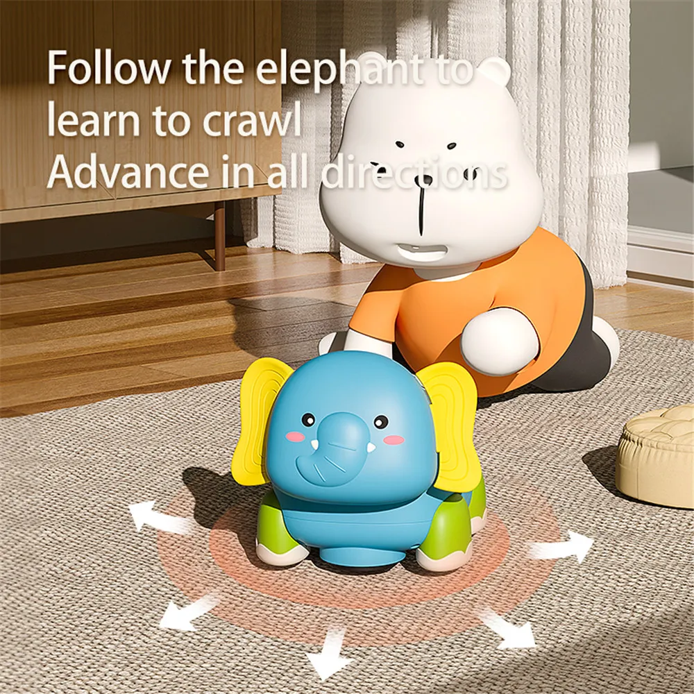 Musical Crawling Baby Toys Boy Girl Gift, Light Up Elephant Infant Tummy Time Toys con musica Light Early Developmental Toys  big image 6