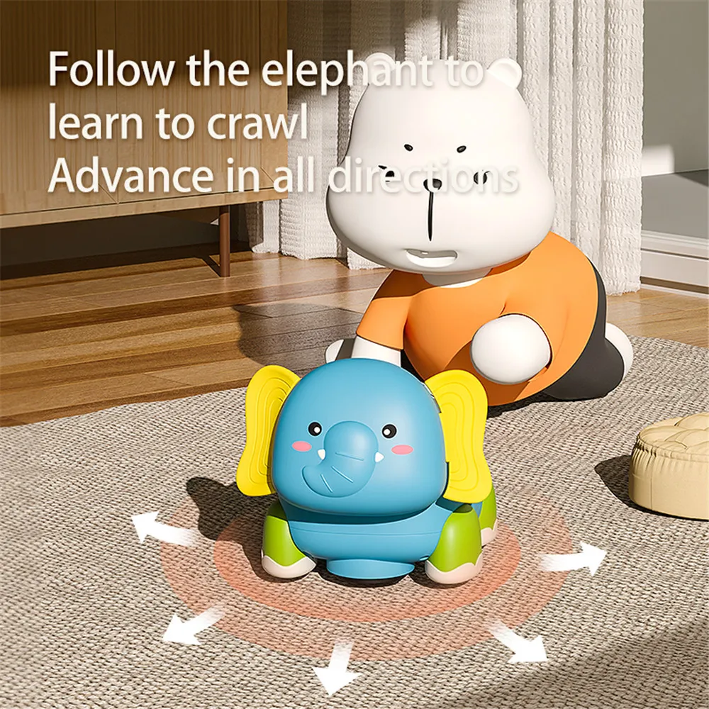 Musical Crawling Baby Toys Boy Girl Gift, Light Up Elephant Infant Tummy Time Toys con musica Light Early Developmental Toys big image 6