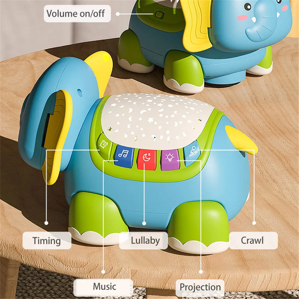 Musical Crawling Baby Toys Boy Girl Gift, Light Up Elephant Infant Tummy Time Toys con musica Light Early Developmental Toys  big image 10